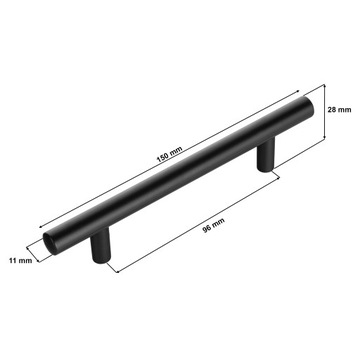 Мебельная ручка-рейлинг матовая черная 150/96мм