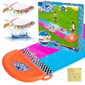 Водная горка Bestway 52320 двойная длинная горка с матрасами