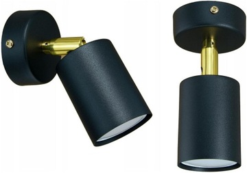 KINKIET SPOT OPRAWA HALOGENOWA LAMPA ŚCIENNA CZARNA ZŁOTA GU10 LED RUCHOMA