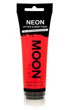 Moon Glow Neon UV Farba do twarzy i ciała z aplikatorem NEON RED 75ml