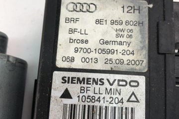 MOTOREK OKNO PŘEDNÍCH PRAVÝCH DVEŘE AUDI A4 (8EC, B7) 8E1959802H