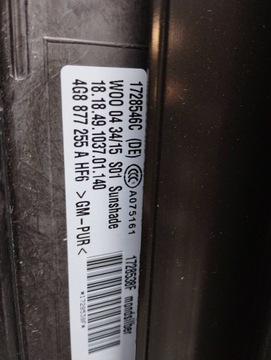 AUDI A7 4G 2016 STŘEŠNÍ OKNO 4G8877255A