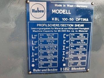 Пробивная машина Mubea 100 тонн, ножничный пресс