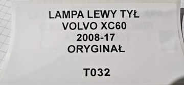 SVĚTLO LEVÝ ZADNÍ VOLVO XC60 2008-17 ORIGINÁLNÍ
