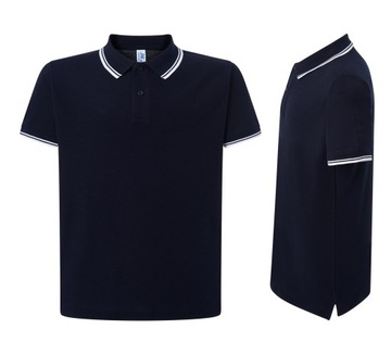 KOSZULKA POLO męska JHK PORA-210 CONTRAST granatowy-biały NY-WH r. 3XL