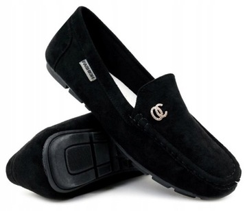 Женские мокасины SOFT замшевые туфли черные r43