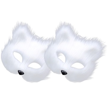 Fox Cosplay Maska Furry White Animal 2 szt