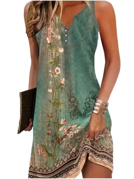 SUKIENKA ELEGANCKA LETNIA DAMSKA PLAŻOWA BOHO MINI, 5XL