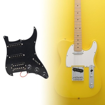 Pickguard do gitary, okablowany, przenośny, 11-otworowy, okablowany w stylu vintage, SSH, czarny