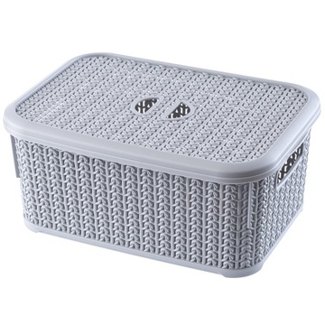 KOSZYK POJEMNIK Z POKRYWKĄ KOSZYCZEK SZARY 6L