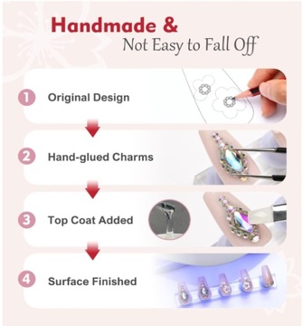 10 szt. Ręcznie robiona prasa na paznokcie Xtra długa trumna 3D Design Art