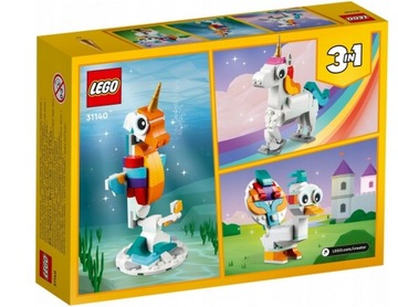 LEGO ZESTAW CREATOR 31140 Magiczny jednorożec 3W1 PREZENT PAW KONIK MORSKI