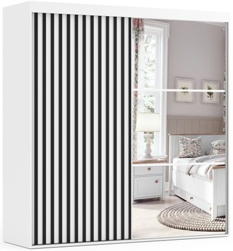 Szafa przesuwna z lustrem i lamelami NUNKI 250X205cm NA WYMIAR +4 półki