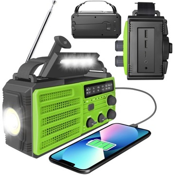 ALARMOWE RADIO SOLARNE FUNKCJA SOS LATARKA NA BIWAKI RYBY 8000MAH DYNAMO