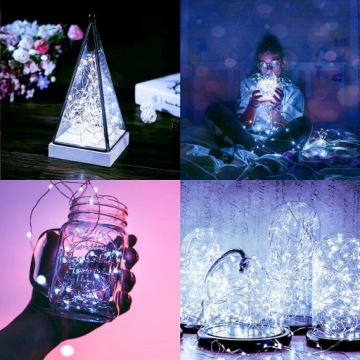 ПРОВОЛОЧНЫЕ ЛАМПЫ 50 светодиодных проволочных цепей на батарейках, холодный белый свет