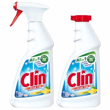 Clin Lemon Spray do mycia szyb + zapas 2x 500ml