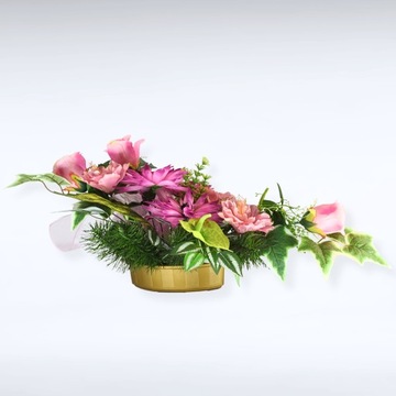 STROIK NA CMENTARZ KOMPOZYCJA KWIATOWA Dekoracja Róże Wiązanka +TOPPER