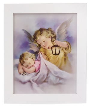 OBRAZY NA ŚCIANĘ ANIOŁKA ANIOŁA STRÓŻA BIAŁA RAMA