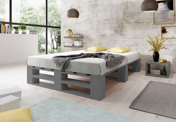 Łóżko drewniane z palet 200 x 200 SZARE DUŻE (M2_200x200_SZ_40)