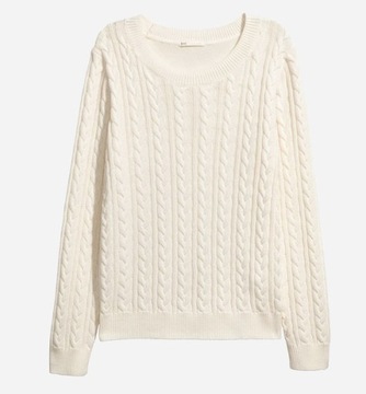 H&M sweter w warkoczowy splot akryl i bawełna 36 S N157