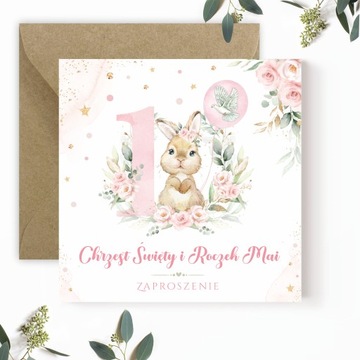 ZAPROSZENIA NA CHRZEST I ROCZEK SŁODKI KRÓLICZEK