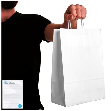 TORBA papierowa a4 BIAŁE Torby PAPIEROWE MOCNE torebki 24x10x32cm 250 sztuk