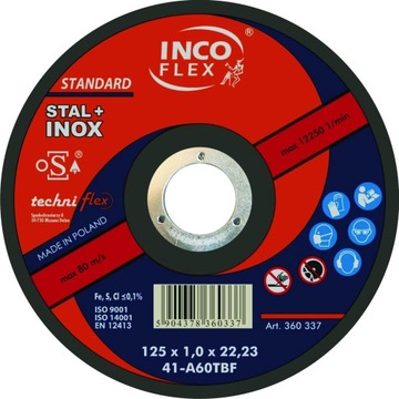 TARCZA TARCZE DO CIĘCIA METALU STALI INOX 125x1