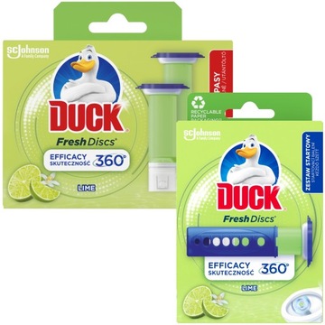 DUCK FRESH DISCS KRĄŻKI ŻELOWE DO WC UCHWYT + 18 KRĄŻKÓW ZAPACH LIMONKOWY