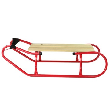 ND24_13368 Металлические салазки со спинкой-толкателем, красный ремешок