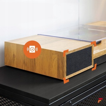 Gramofon z głośnikami FENTON 100W BT jasny+ winyl+ zapasowa igła GRATIS