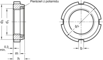 ГАЙКА ПОДШИПНИКА С ПОЛОЧКОЙ, САМОКОНТРЯЩАЯСЯ M10X0,75