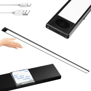 LAMPA LISTWA PODSZAFKOWA LED MEBLOWA NOCNA CZUJNIK NA RUCH RĘKĄ MAGNES 80cm