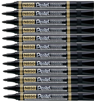 Marker permanentny Pentel N850, czarny, okrągła końcówka, 12 sztuk