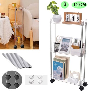 MOBILNY BAREK NA KÓŁKACH REGAŁ KUCHENNY STOLIK WÓZEK ŁAZIENKOWY SOLIDNY12CM