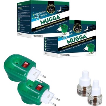 2 szt Mugga ELEKTRO + płyn na komary 45 nocy -35 ml, 1,2% PRALETRYNA K12