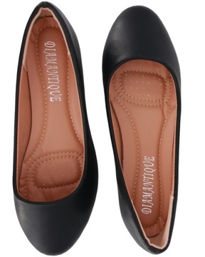 WYGODNE BALERINY NA KOTURNIE 3 cm CZARNE SKÓRZANE BUTY DAMSKIE 37