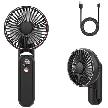 МИНИ-СКЛАДНОЙ РУЧНОЙ ВЕНТИЛЯТОР, 5 СКОРОСТЬ ВОЗДУХА И ПОРТАТИВНЫЙ 180°, ЧЕРНЫЙ