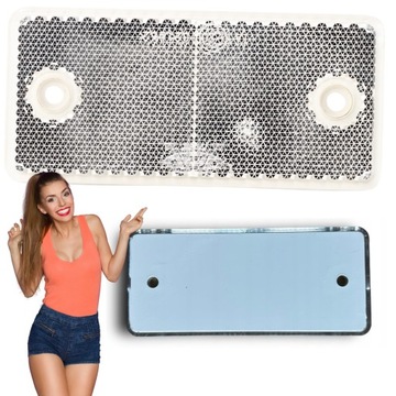 Odblask do przyczepki przyczepy biały przedni na śruby śrubki 90x40mm