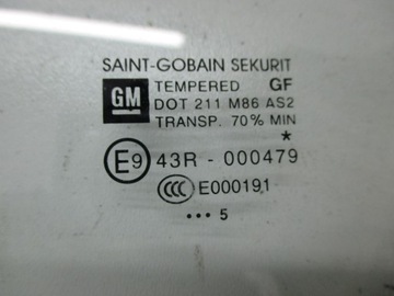 OPEL CORSA E 14 - 20R SKLO (OKNO) LEVÝ BOČNÍ ZADNÍCH DVEŘE