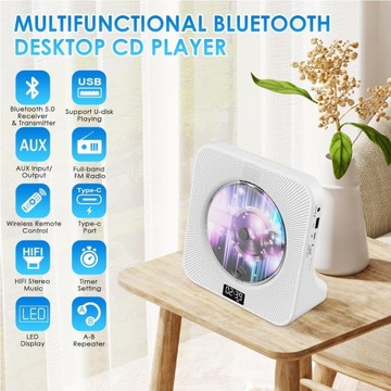 CD-ПЛЕЕР BLUETOOTH 5.0 РАЗЪЕМ 3,5 ММ AUX USB FM-РАДИО КОМПАКТНЫЙ