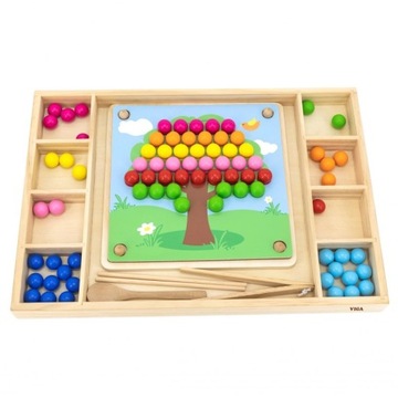 ИГРА VIGA WOODEN SKILL «ПОЙМАЙ И РАСПОЛОЖАЙ РАЗНОЦВЕТНЫЕ ШАРЫ» ШАРЫ
