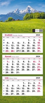 Kalendarz ścienny TRÓJDZIELNY 2024