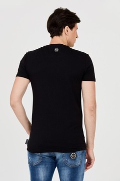 PHILIPP PLEIN T-shirt czarny z popękaną czaszką M