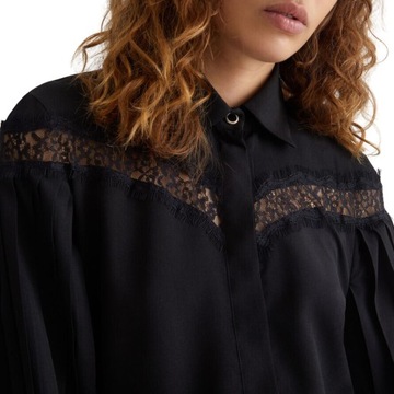 LIU JO - Koszula z plisowanymi rękawami w kolorze czarnym 38
