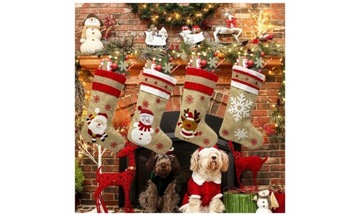 4x РОЖДЕСТВЕНСКИЕ НОСКИ ПОДАРОК ​​БОЛЬШОЙ ОРНАМЕНТ ДЛЯ УКРАШЕНИЯ ОКНА КАМИНА