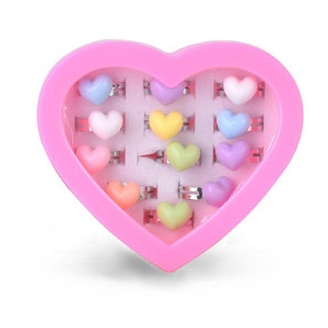 УКРАШИТЕЛЬНЫЕ КОЛЬЦА СЕРДЦЕ ДЛЯ ДЕВОЧКИ 12 ШТ.