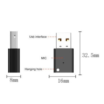 Адаптер Bluetooth 5.0 Mini USB, беспроводной, белый
