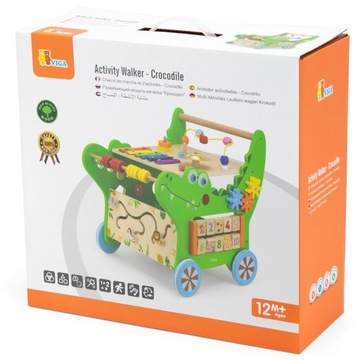 ПУШЕР ОБРАЗОВАТЕЛЬНЫЙ ДЕРЕВЯННЫЙ ИНТЕРАКТИВНЫЙ ХОДОК ВИГА КРОКОДИЛ 12в1