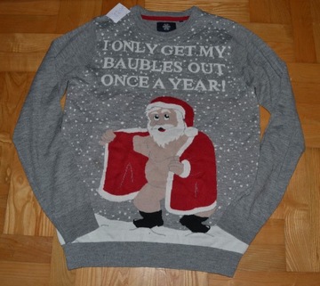 36# Threadbare Świąteczny Sweter męski zabawny Mikołaj M