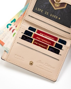 PETERSON damski portfel na karty mały portmonetka lakier w pudełku prezent